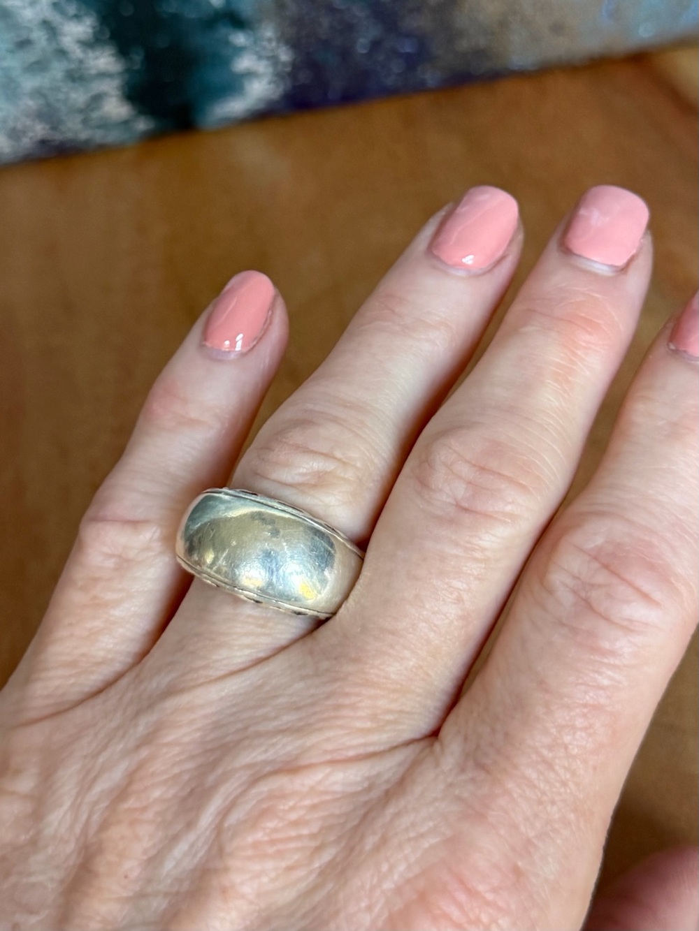 Sterling Silver Vintage Southwestern Dome Ring Size 7 GUC
